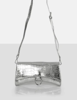 PUBLIC DESIRE - THE KEMI SILVER ARCHED CROSSBODY MINI HANDBAG