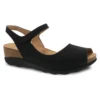 Dansko Marcy Wedge Sandal Black Nubuck (Women's) -Beautiful Shoes 1511470200 1
