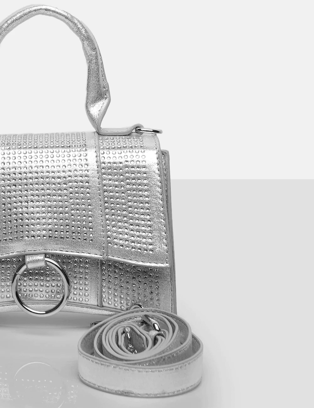 PUBLIC DESIRE - THE RAINA SILVER DIAMANTE MINI HANDBAG 4 PUBLIC DESIRE - THE RAINA SILVER DIAMANTE MINI HANDBAG - Image 2