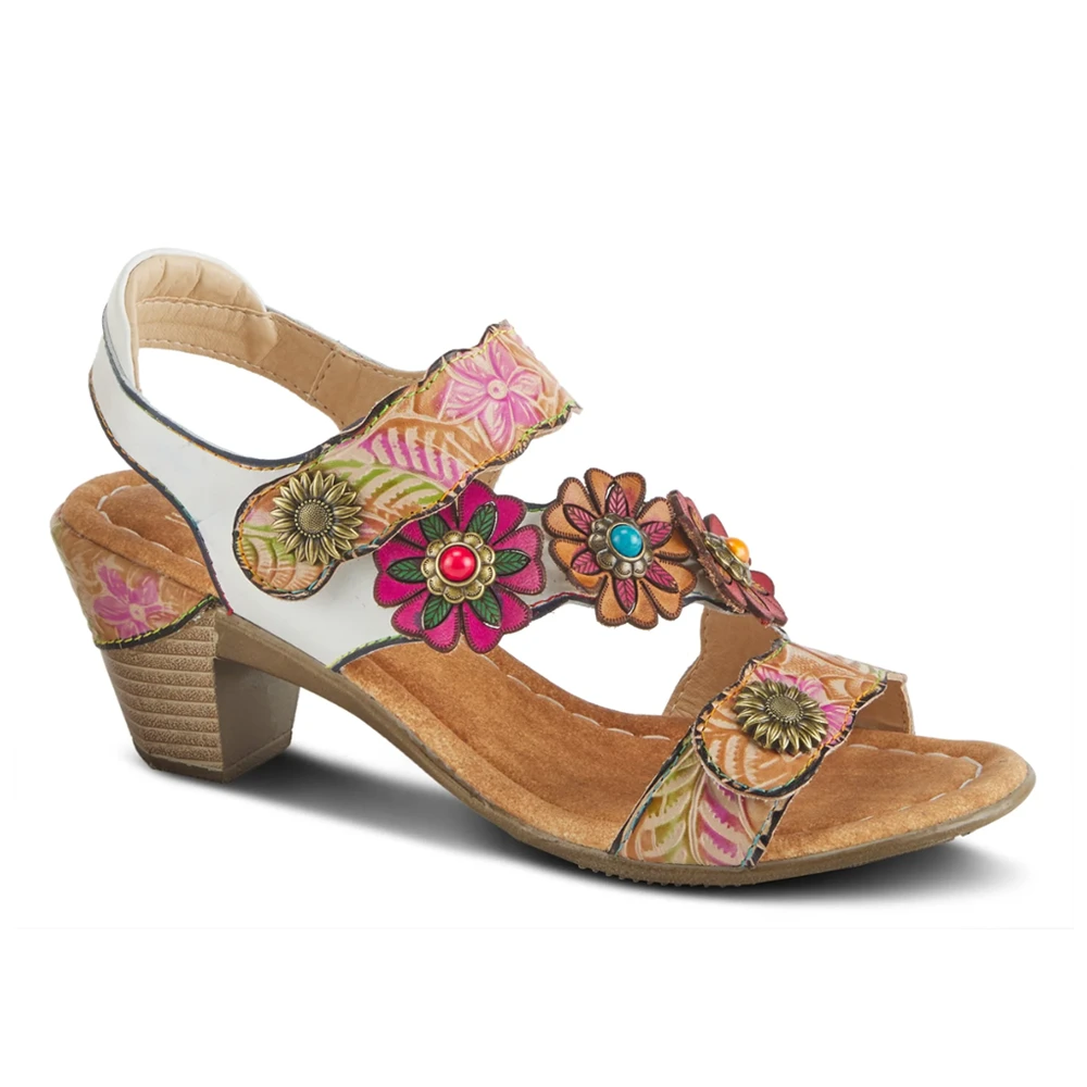 L'Artiste By Spring Step Aromas Sandal White Multi Leather (Women's) 3 L'Artiste By Spring Step Aromas Sandal White Multi Leather (Women's)