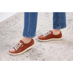 Ecco Soft 7 Cognac Leather Sneaker (Women's) -Beautiful Shoes EccoCogna