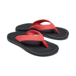 OluKai 'Ohana Flip Flop Sandal Hot Coral / Black (Women's) -Beautiful Shoes HotCor 4