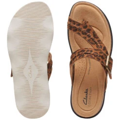 Clarks Brynn Madi Sandal Leopard Leather (Women's) -Beautiful Shoes Leo 7