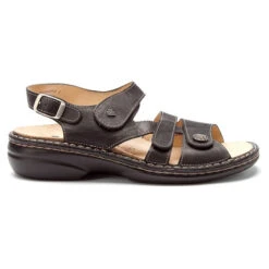 Finn Comfort Gomera Sandal Black Plisseelight (Women's) -Beautiful Shoes MAR01698C