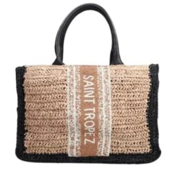 DE SIENA SAINT TROPEZ RAFFIA ROSE GOLD BAG