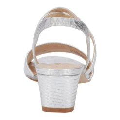 Walking Cradles Liza Heel Silver Lizard Print Leather (Women's) -Beautiful Shoes Sil 6