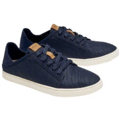 OluKai Pehuea Lī Mesh Lace-Up Sneaker Trench Blue (Women's) -Beautiful Shoes TieBlu 3