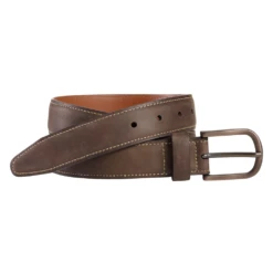 Johnston & Murphy Oiled Contrast Stitched Belt Brown