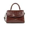 LANCASTER EXOTIC BROWN CROC HANDBAG -Beautiful Shoes exoticlezard1