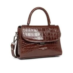 LANCASTER EXOTIC BROWN CROC HANDBAG -Beautiful Shoes exoticlezard2