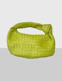 PUBLIC DESIRE - THE BLAME GREEN WEAVE KNOT HANDBAG