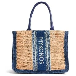 DE SIENA MYKONOS RAFFIA DEEP BLUE BAG